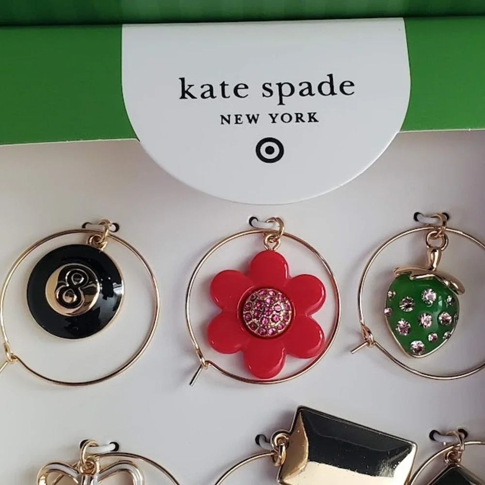 Kate Spade New York x Target Wine Charm Set 6 Count Enamel Gold Tone New in Box